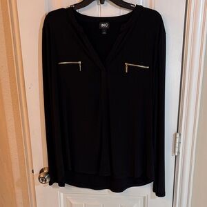 INC International Concepts Black Top with Gold Zippers